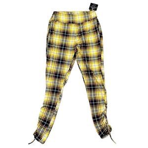NWT Mlle Gabrielle Women’s Yellow Black Plaid Pull-on Leggings 1X